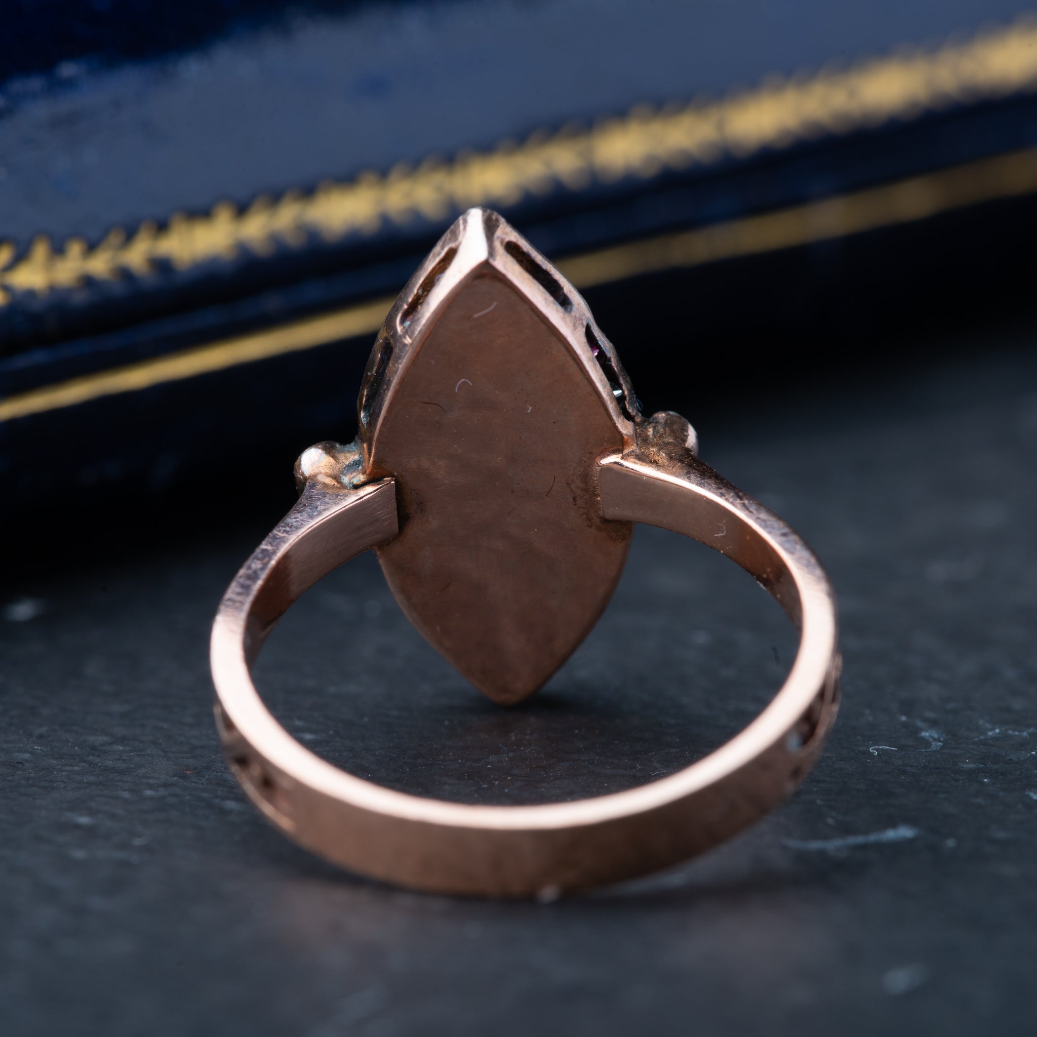 Vintage Diamond Ruby Navette Ring - Luxoria Vita