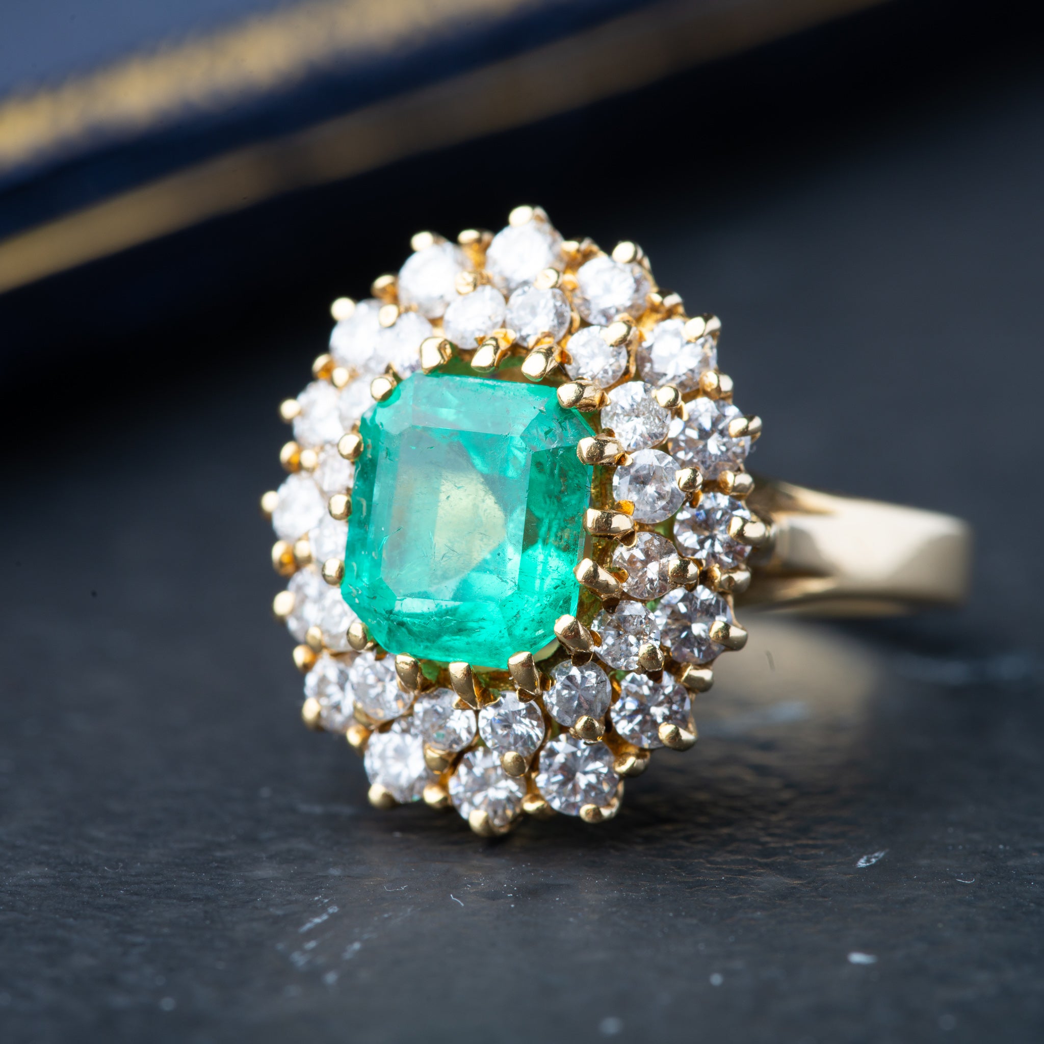 Vintage Emerald Diamond Cocktail Ring - LUXORIA VITA