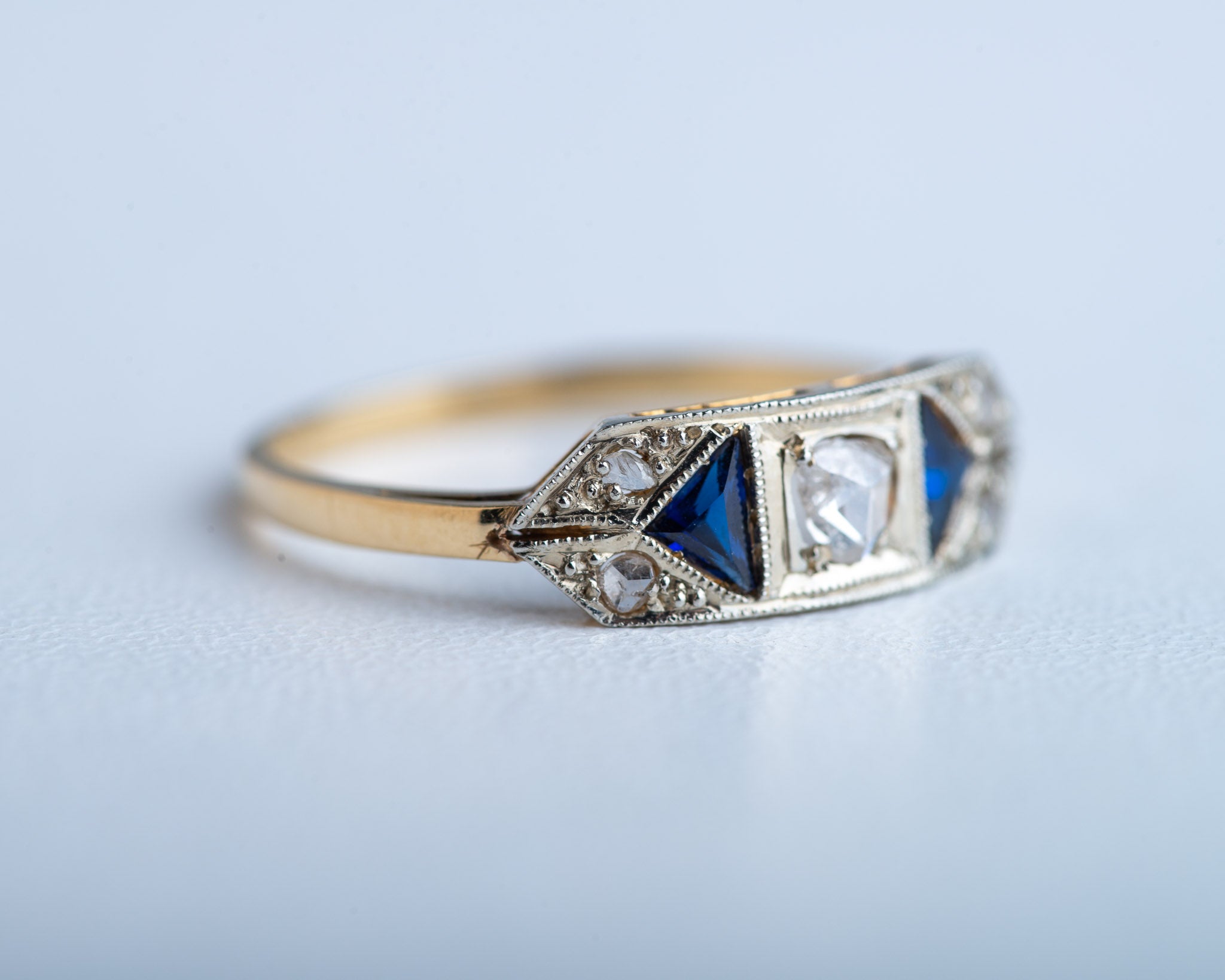 Art Deco Sapphire Diamond Ring - LUXORIA VITA
