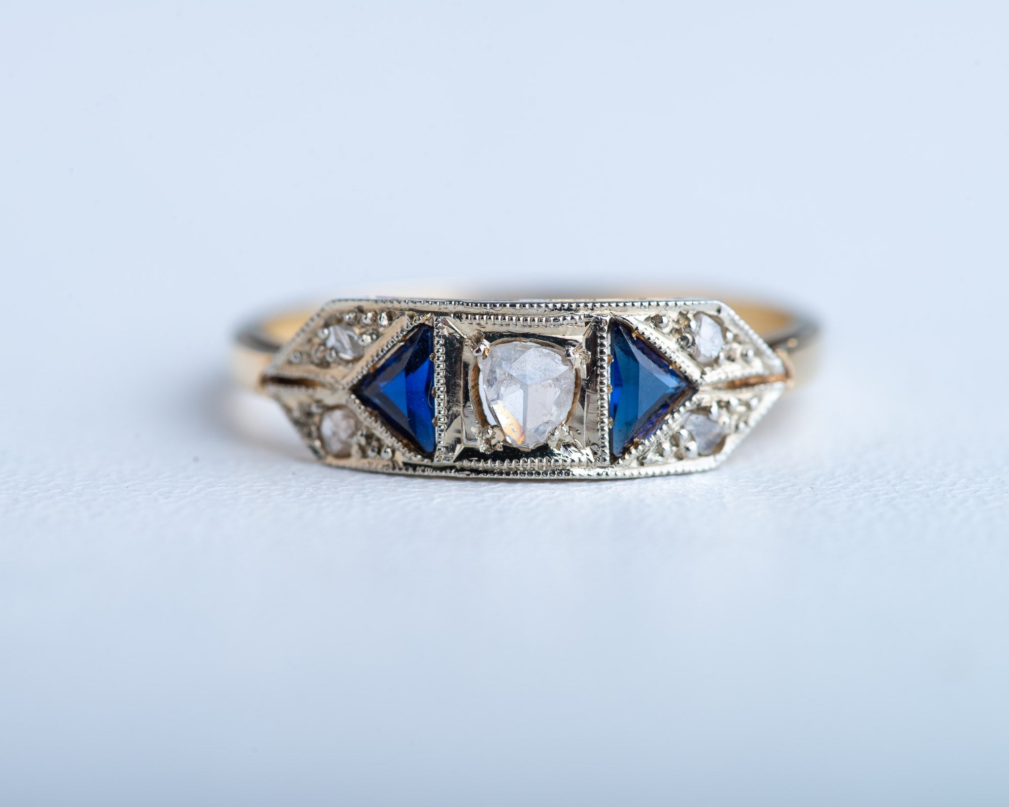 Art Deco Sapphire Diamond Ring - LUXORIA VITA