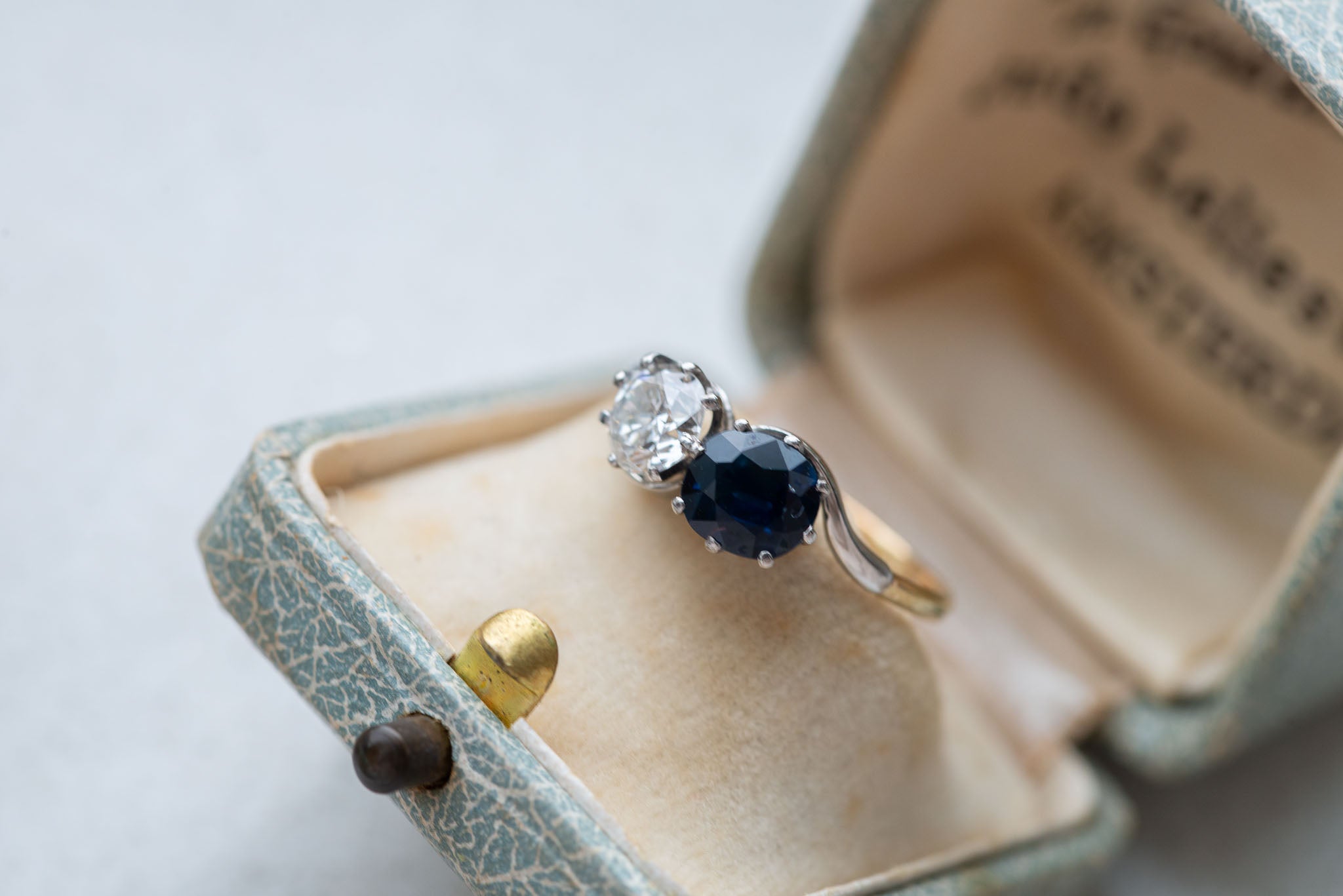 1920's Art Deco Toi Moi Sapphire Diamond Ring