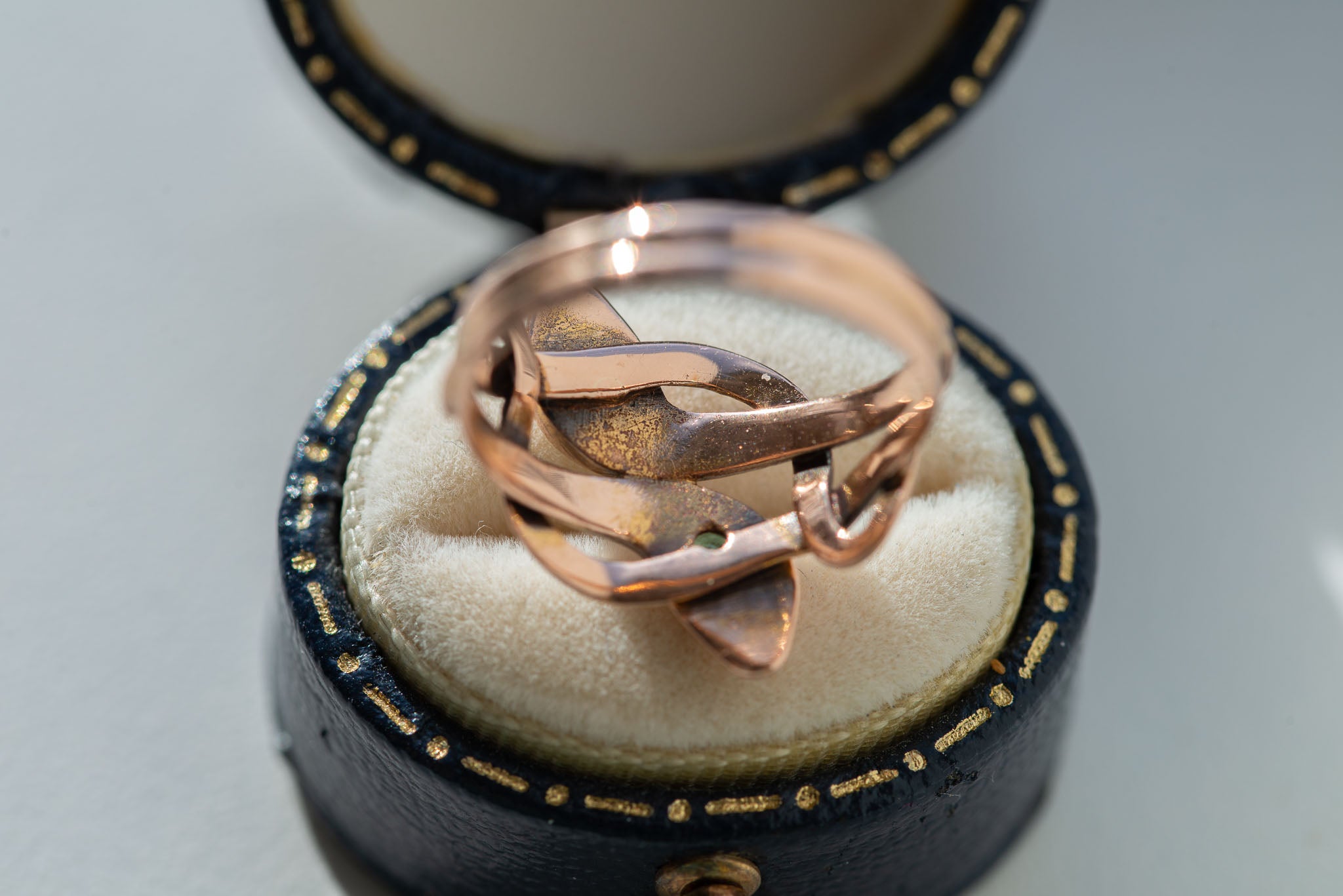 Victorian Entwined Double Emerald Rosecut Diamond Snake Ring