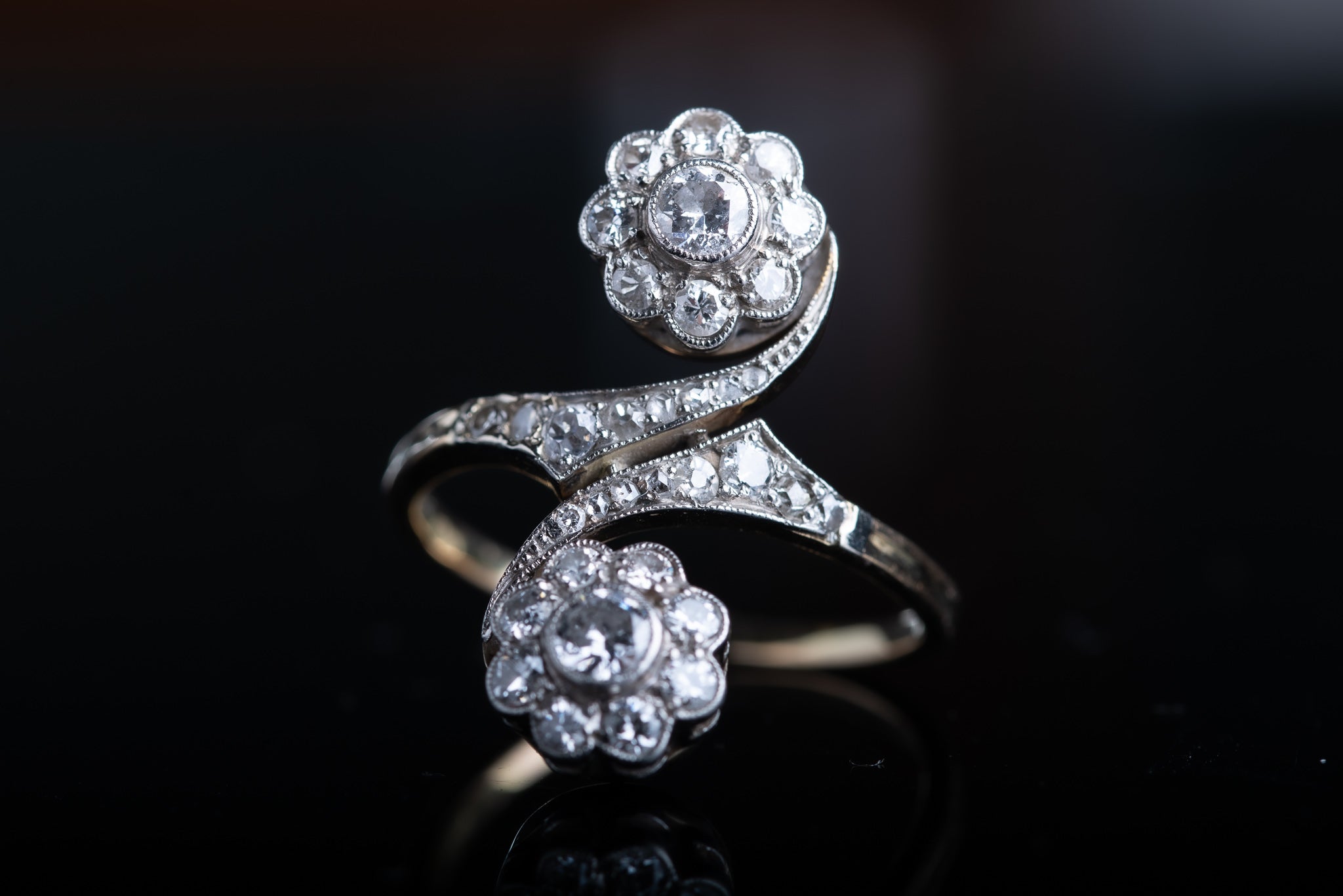 Edwardian Statement Floral Toi & Moi Diamond Ring - LUXORIA VITA