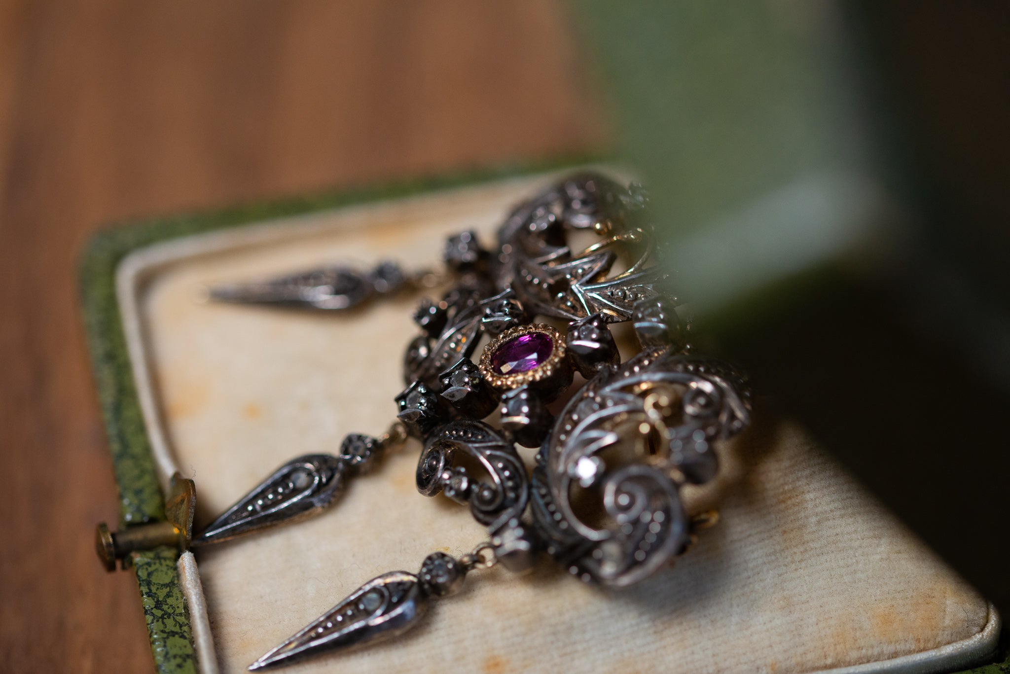 Early Victorian Diamond Ruby Brooch Pendant - LUXORIA VITA