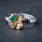 2000's Modern Emerald Diamond Clover Ring - LUXORIA VITA