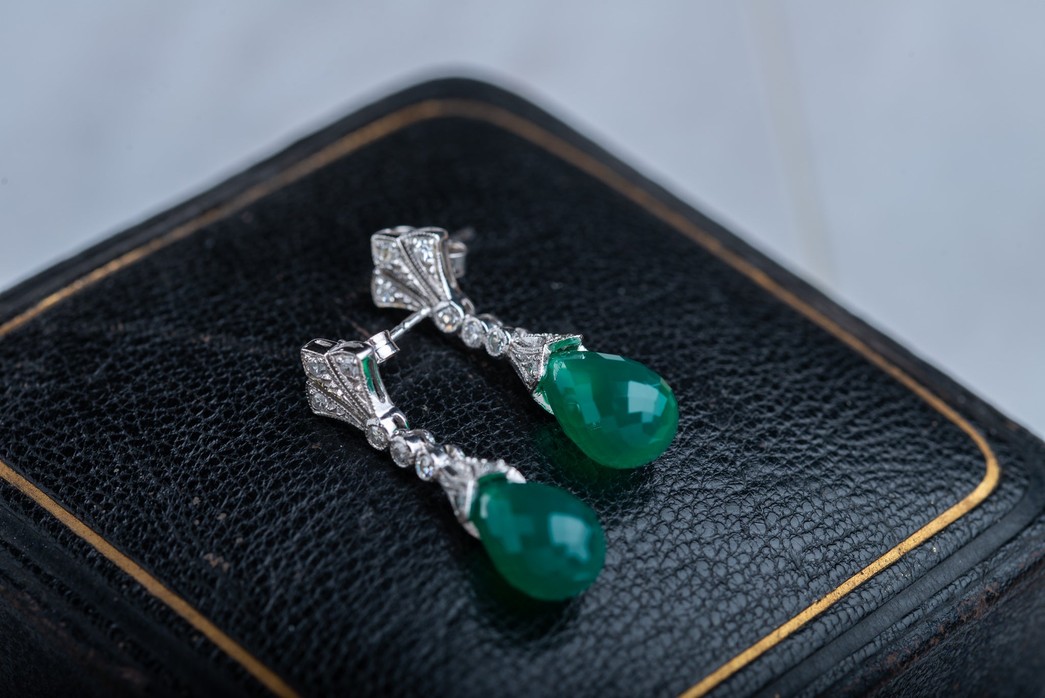 Art Deco Style Agate Diamond Earrings - Luxoria Vita