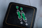 Art Deco Style Agate Onyx Diamond Earrings - LUXORIA VITA