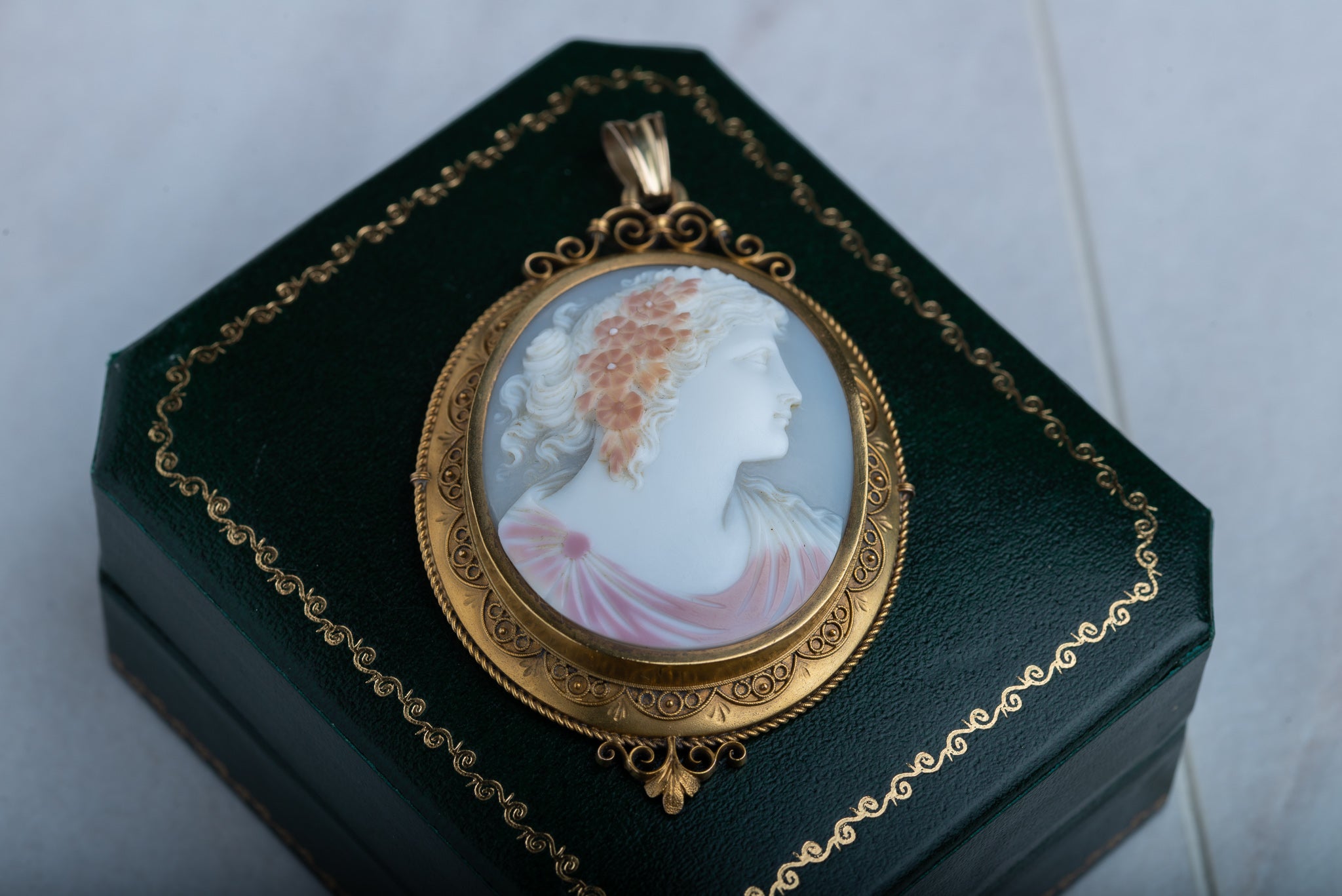 Victorian 19th Century Greek Shell Cameo Locket Pendant - Luxoria Vita