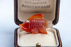 Vintage Diamond Red Carp Brooch in 14K Gold - LUXORIA VITA