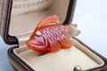 Vintage Diamond Red Carp Brooch in 14K Gold - LUXORIA VITA