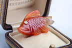 Vintage Diamond Red Carp Brooch in 14K Gold - LUXORIA VITA