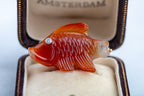 Vintage Diamond Red Carp Brooch in 14K Gold - LUXORIA VITA