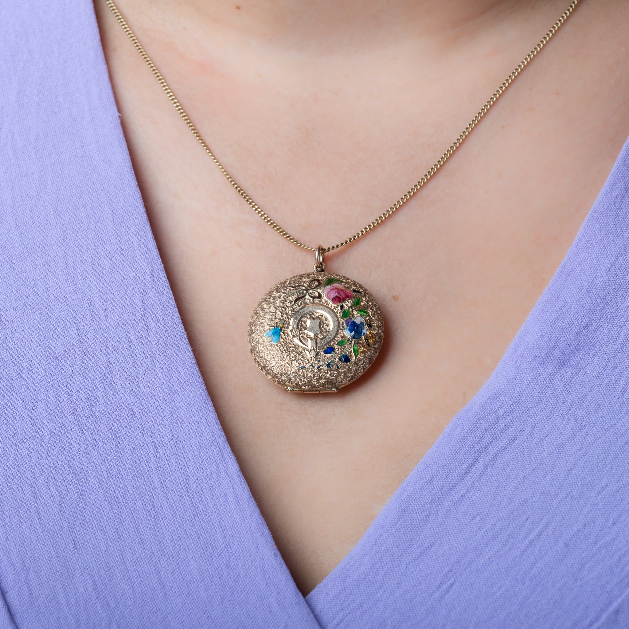 Antique Enamelled Gold Locket - LUXORIA VITA