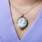 Victorian 19th Century Greek Shell Cameo Locket Pendant - LUXORIA VITA