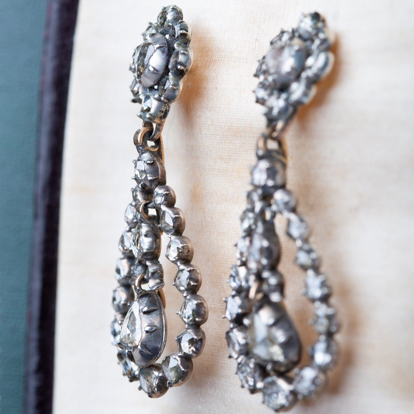 Victorian Dutch Rosecut Diamond Drop Earrings - Luxoria Vita