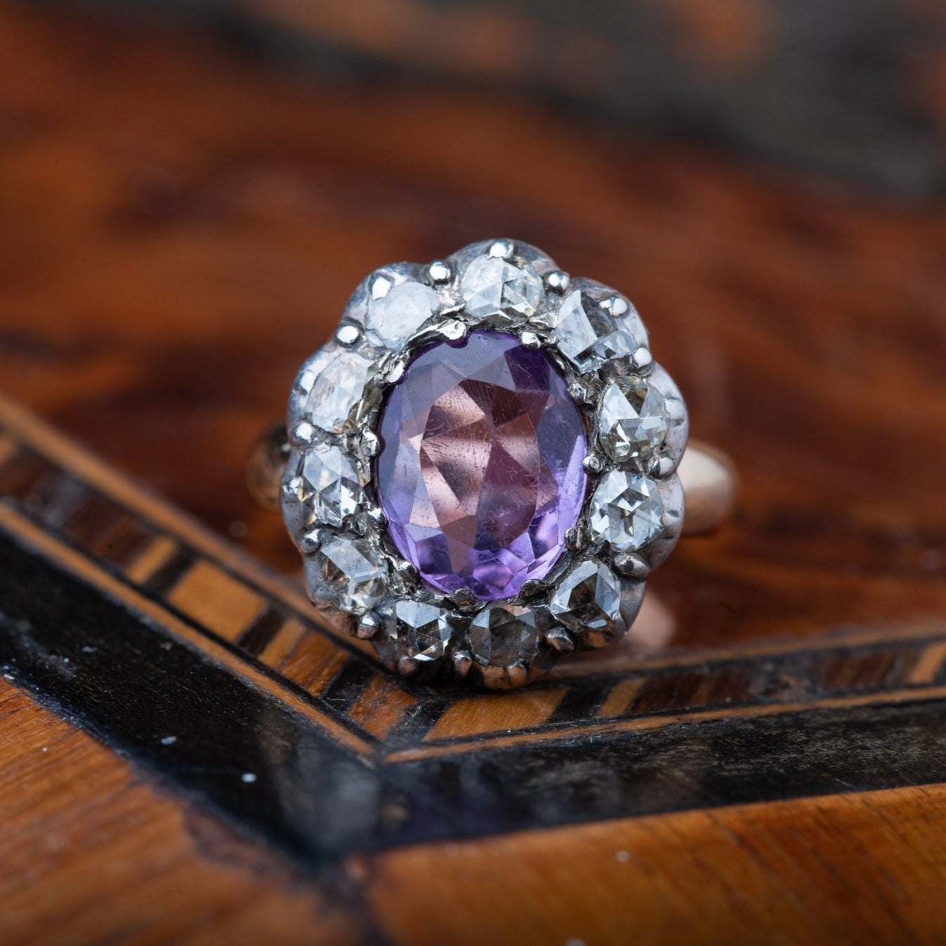 Victorian Amethyst Rosecut Diamond Ring - Luxoria Vita