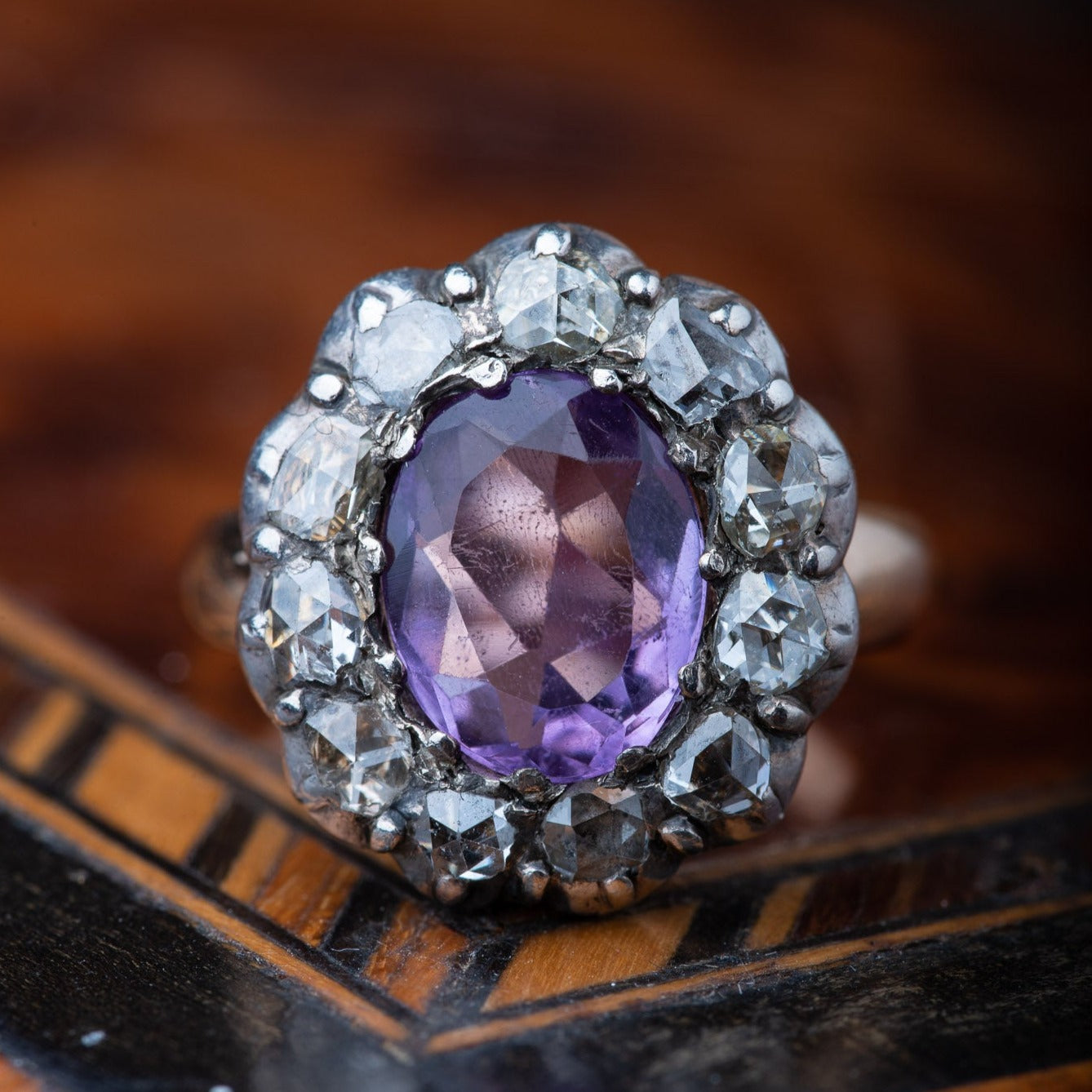 Victorian Amethyst Rosecut Diamond Ring - Luxoria Vita