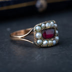 Georgian Garnet Pearl Portrait Ring - LUXORIA VITA