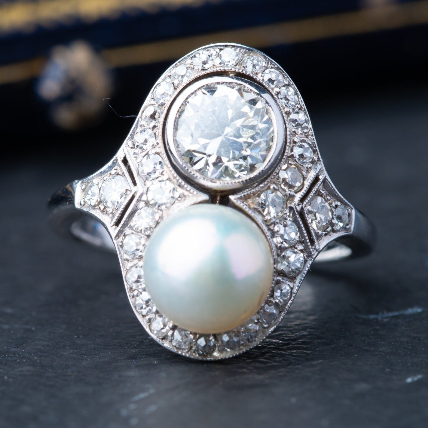 Vintage Pearl Diamond Ring