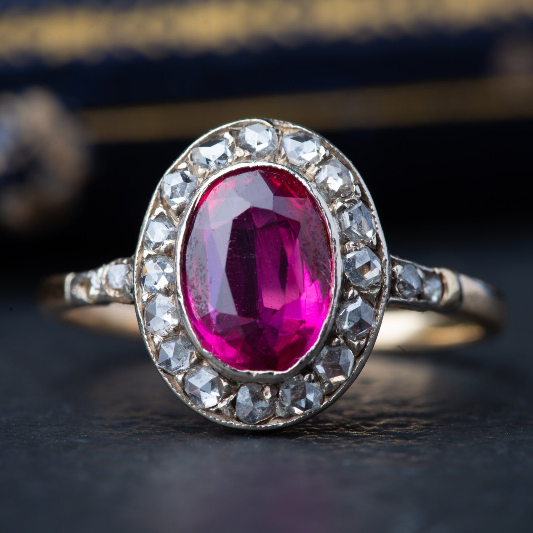 Art Deco Ruby Verneuil Diamond Ring - Luxoria Vita