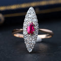 Victorian Ruby Diamond Navette Ring - LUXORIA VITA