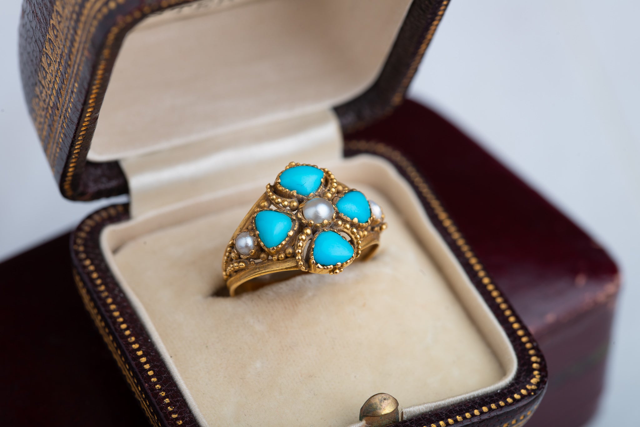 Georgian 1820's Turquoise Pearl Memorial Ring - Luxoria Vita