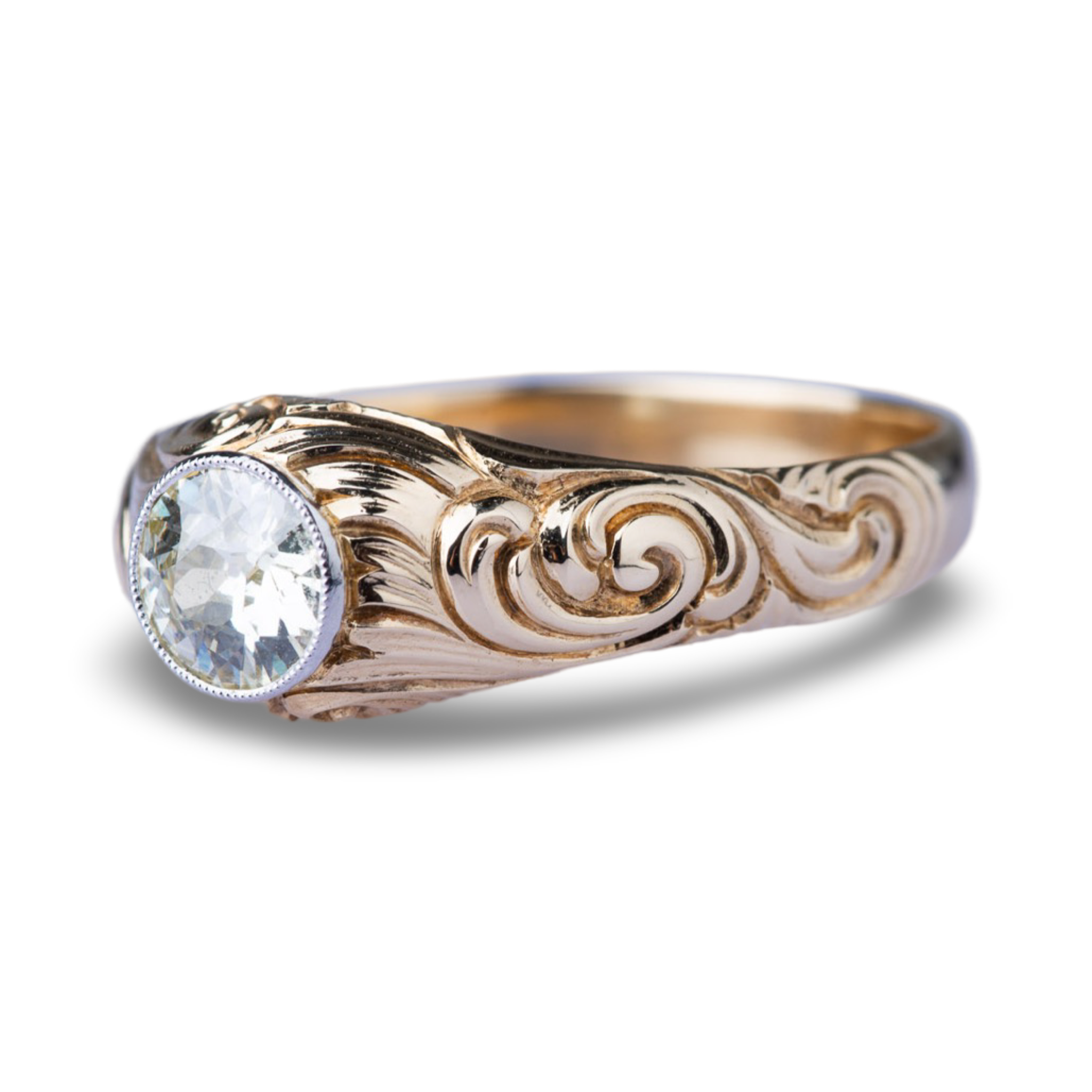 Vintage Hand Engraved 0.70ct Diamond Ring