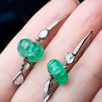 Vintage emerald pumpkin diamond earrings - LUXORIA VITA