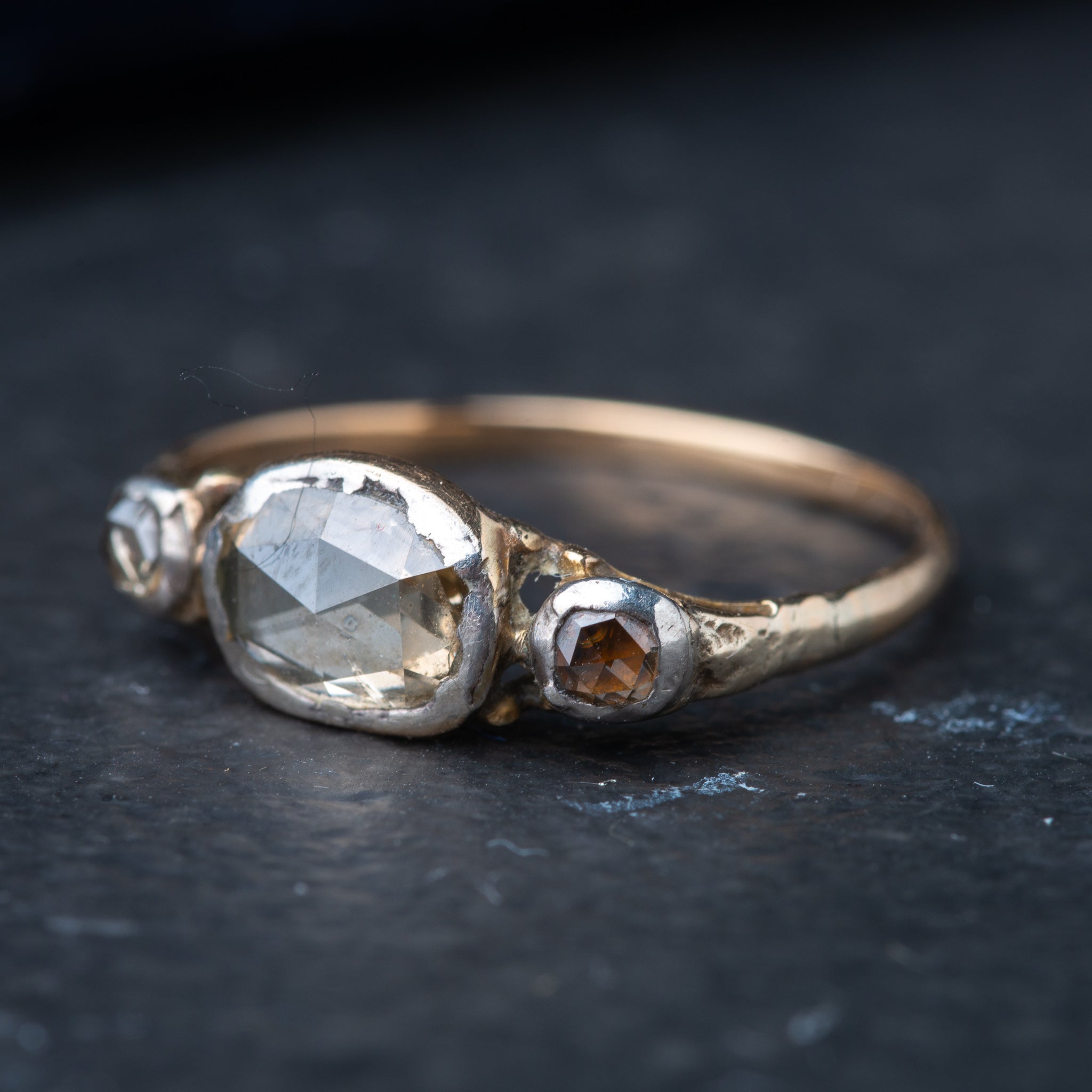 RARE Georgian 1740's Rosecut Diamond Trilogy Ring - LUXORIA VITA