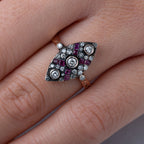 Vintage Diamond Ruby Navette Ring - LUXORIA VITA