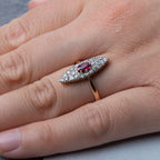 Victorian Ruby Diamond Navette Ring - LUXORIA VITA