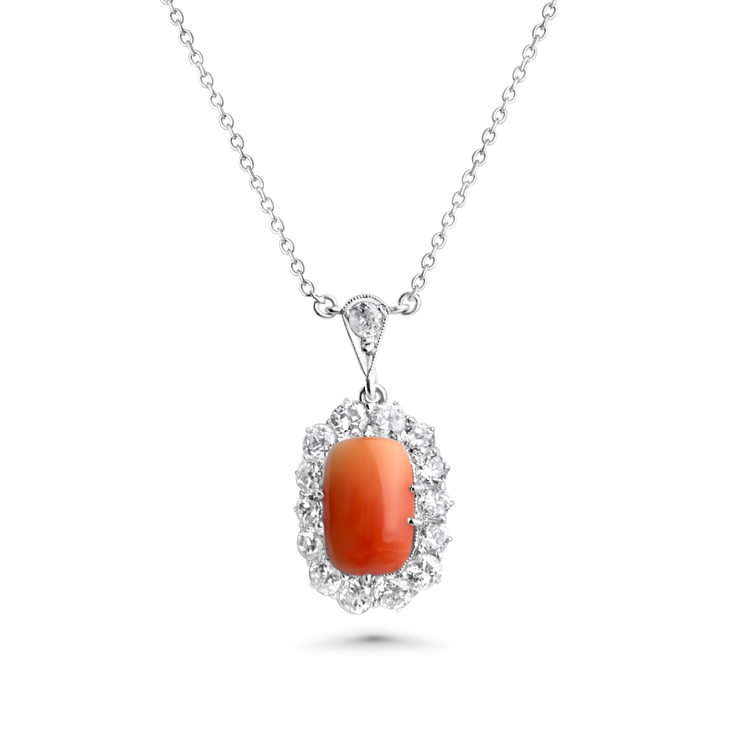 1920's Art Deco Coral 2.00ct Diamond Necklace