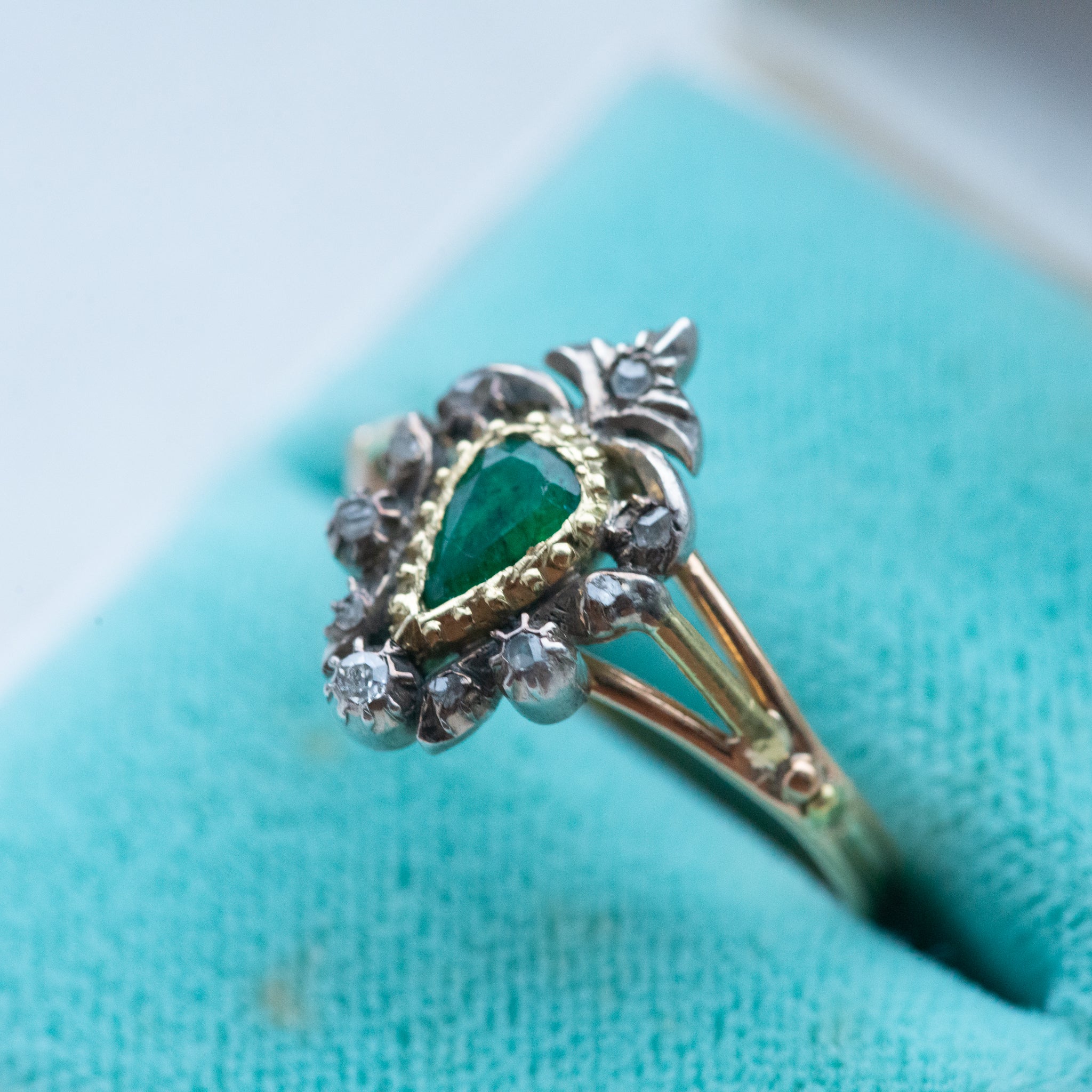 Victorian Emerald Rosecut Diamond Ring