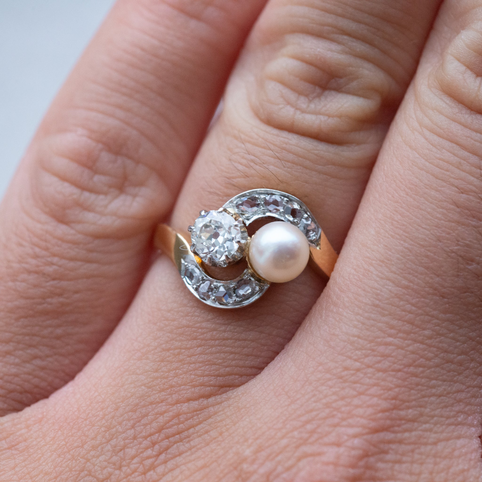 1920's Art Deco 0.50ct Diamond Pearl Ring - LUXORIA VITA