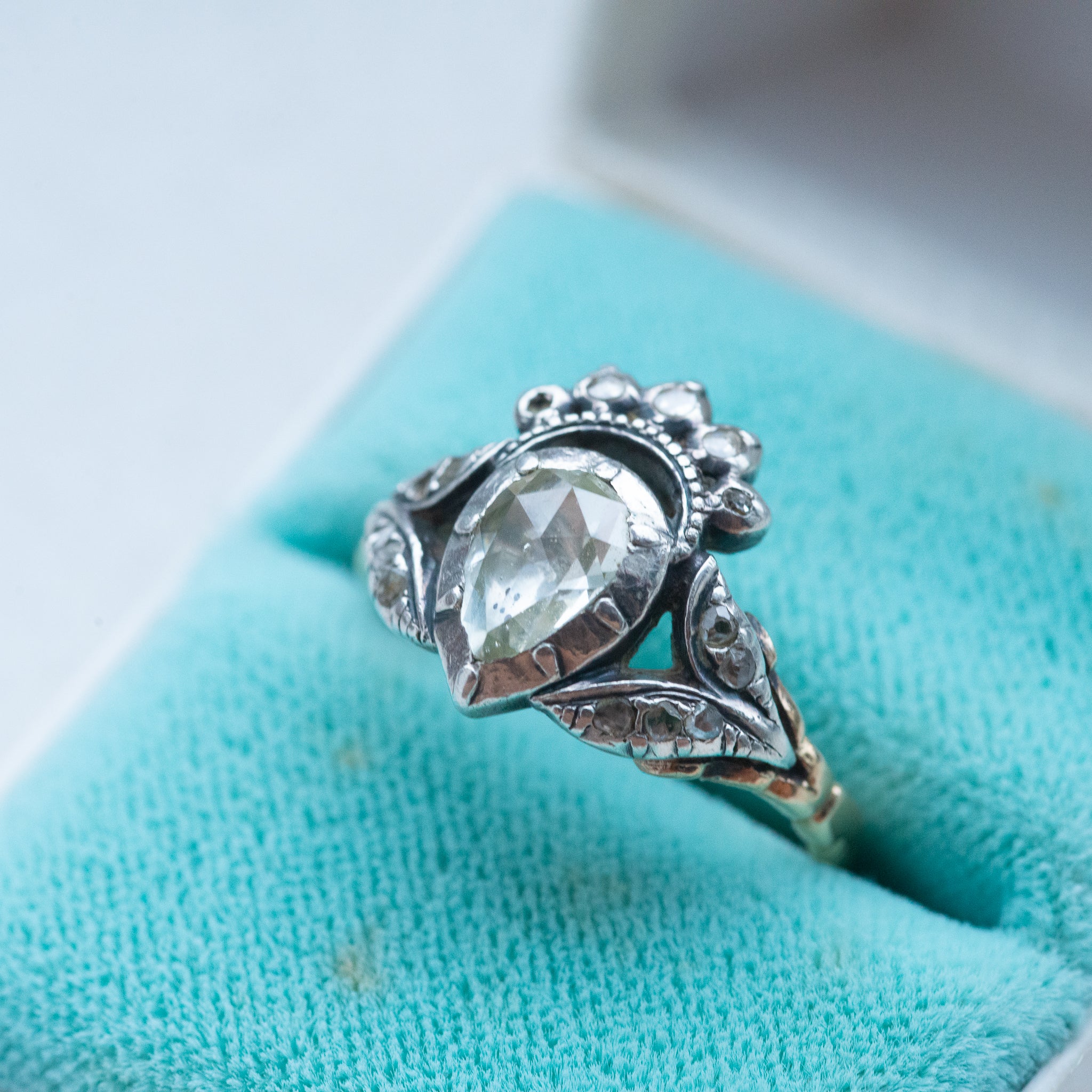 Crowned Heart Rosecut Diamond Ring