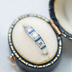 Art Deco Sapphire Diamond Ring - LUXORIA VITA