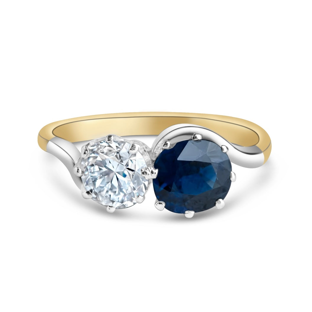 1920's Art Deco Toi Moi Sapphire Diamond Ring