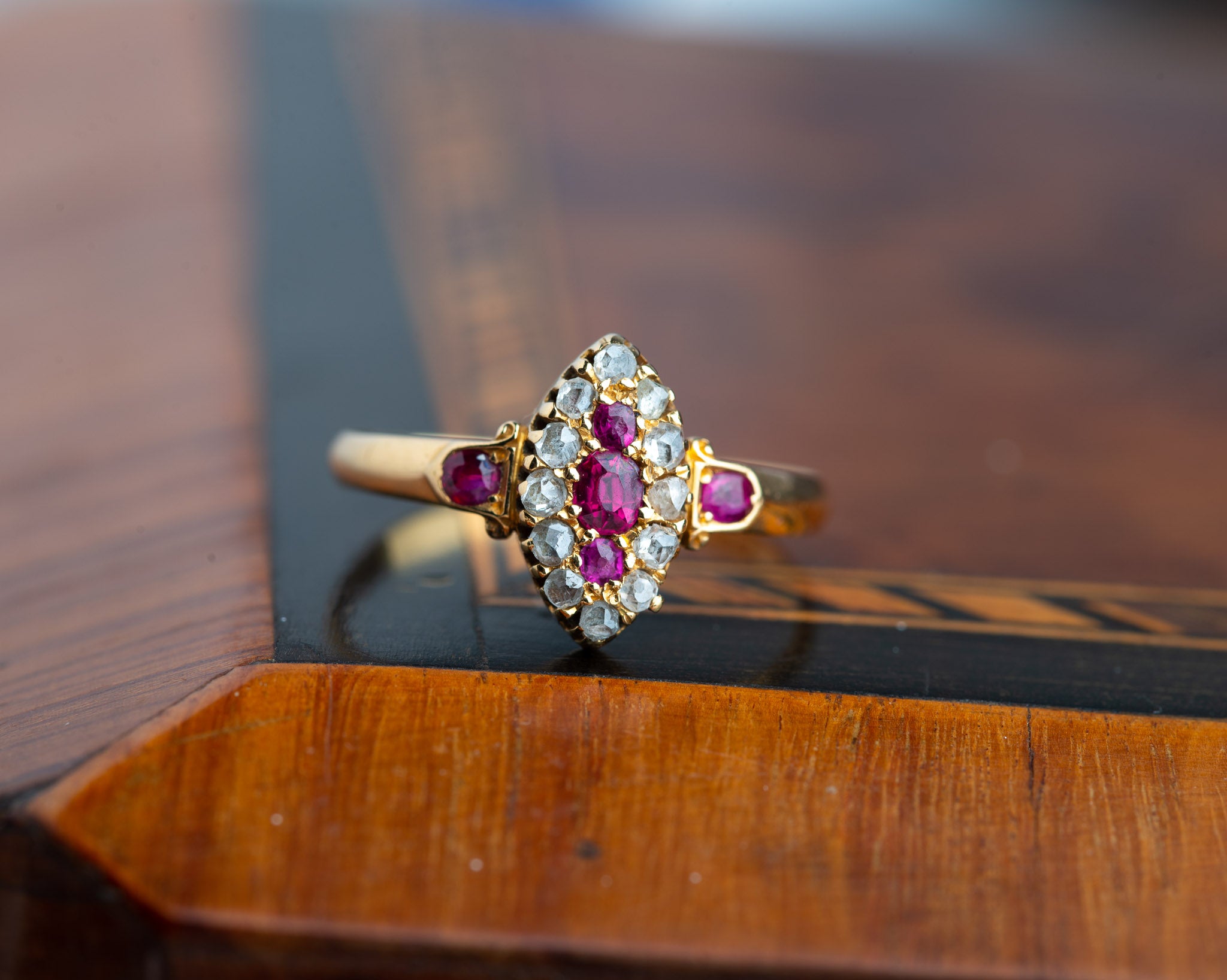 Antique Edwardian Ruby Diamond Ring - Main Image