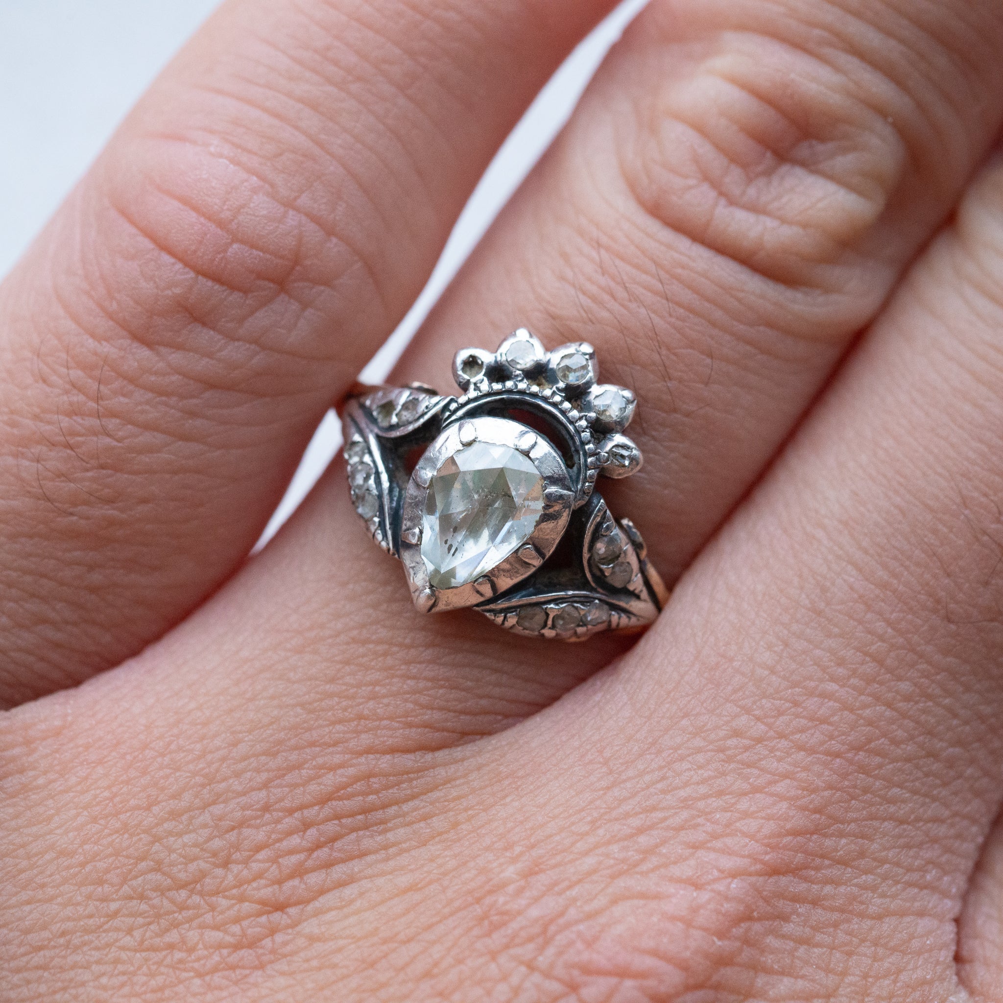 Crowned Heart Rosecut Diamond Ring
