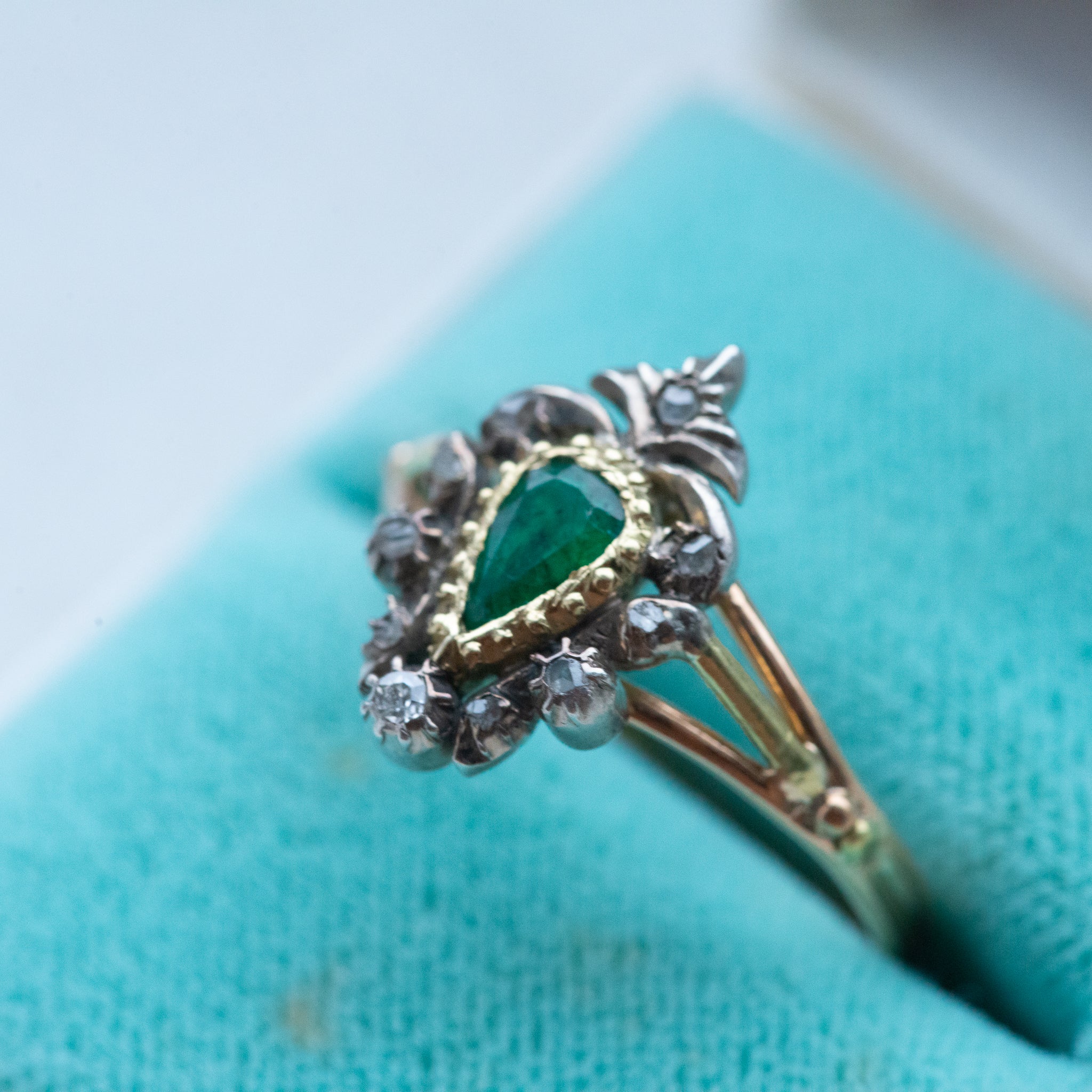 Victorian Emerald Rosecut Diamond Ring