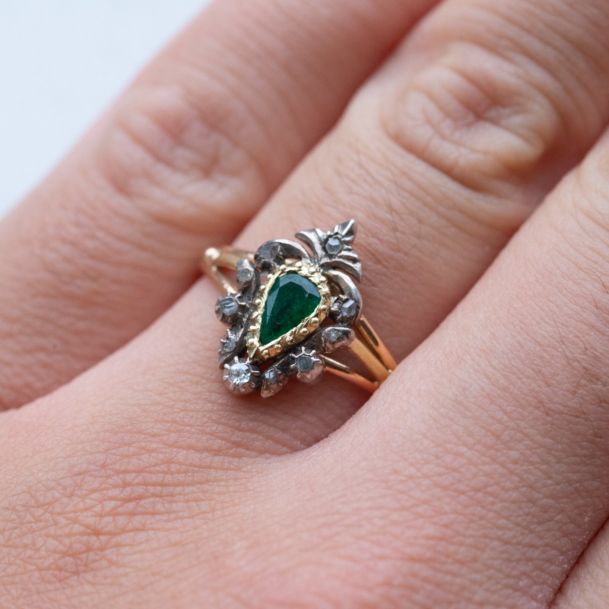 Victorian Emerald Rosecut Diamond Ring