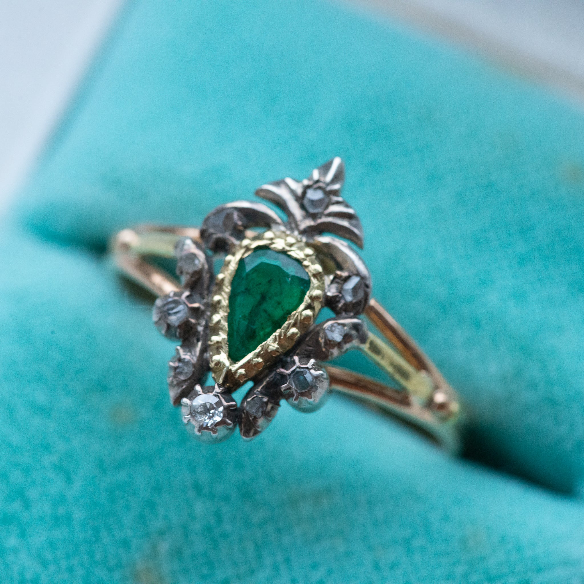 Victorian Emerald Rosecut Diamond Ring