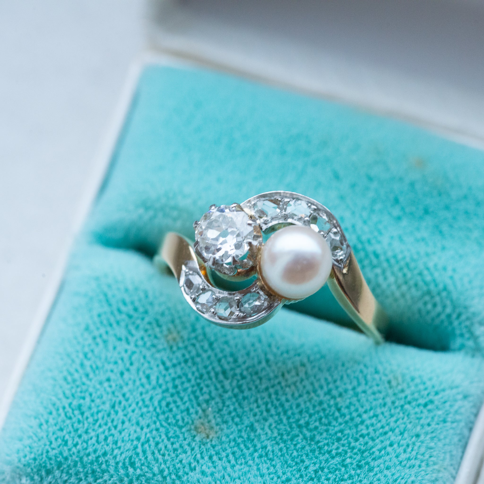 1920's Art Deco 0.50ct Diamond Pearl Ring - LUXORIA VITA