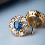 Victorian Rosecut Diamond Sapphire Studs - LUXORIA VITA