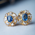 Victorian Rosecut Diamond Sapphire Studs - LUXORIA VITA