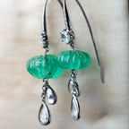 Vintage emerald pumpkin diamond earrings - LUXORIA VITA