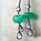 Vintage emerald pumpkin diamond earrings - LUXORIA VITA