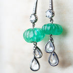 Vintage emerald pumpkin diamond earrings - LUXORIA VITA