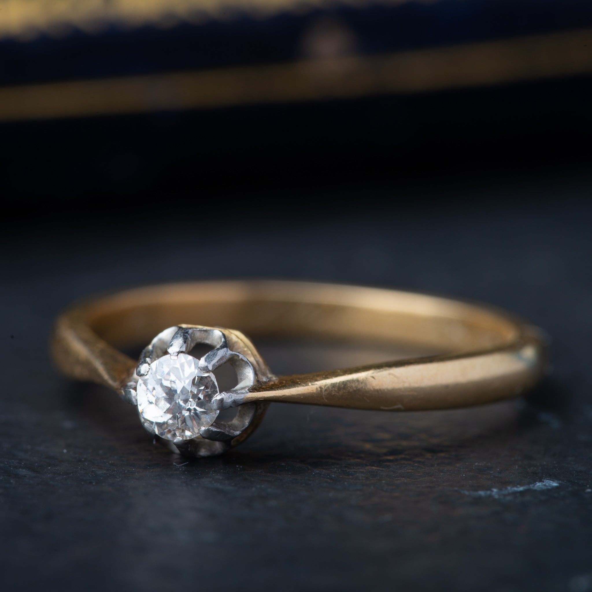 French Antique Diamond Solitaire Ring - Luxoria Vita