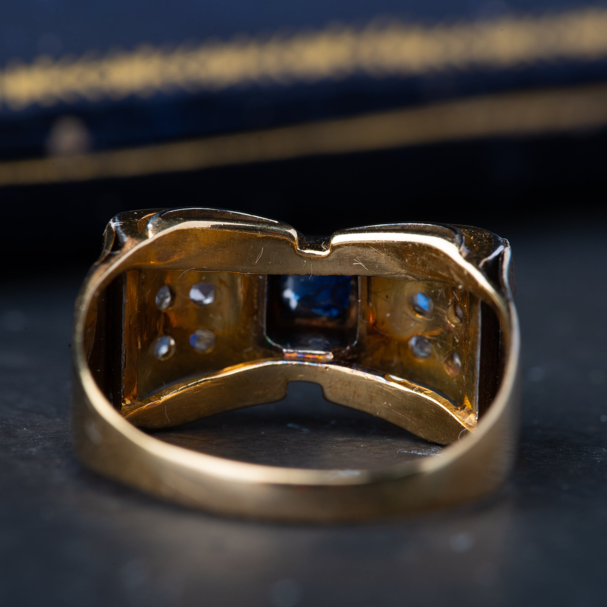 Retro Sapphire Tank Ring - Luxoria Vita